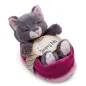Preview: Nici Sleeping Pets Katze grau ca.12cm pinkes Körbchen