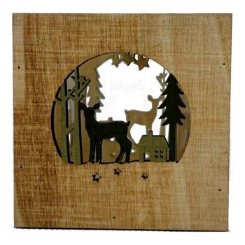 Goldbach Deko Windlicht aus Holz mit Ausstanzung und Glaseinsatz natur