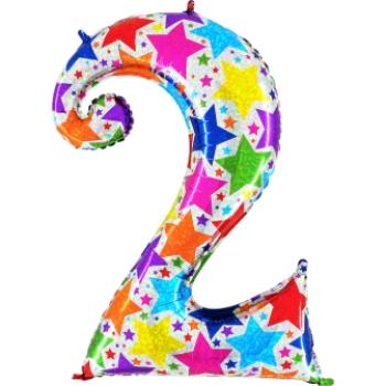 Grabo Designer Megaloon Holographic 40" Folienzahl Ziffer 2 - Colorful Stars