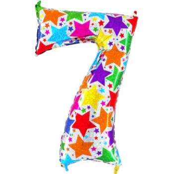 Grabo Designer Megaloon Holographic 40" Folienzahl Ziffer 7 - Colorful Stars