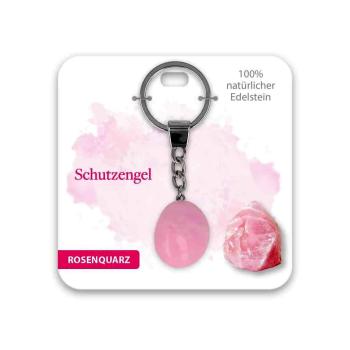 BB Edelstein Schlüsselanhänger Schutzengel Rosenquarz