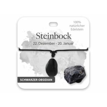 BB Edelstein Halskette Steinbock schwarzer Obsidian