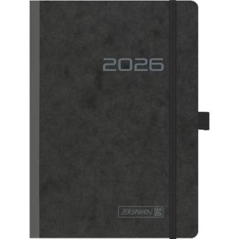 Brunnen Buchkalender mit Gummizug schwarz A5 2S/1W 2026
