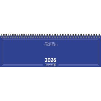 Brunnen Querterminbuch blau 33x10cm 2S/1W 2026
