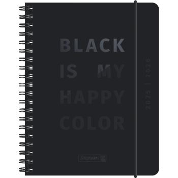 Brunnen Schülerkalender A6 2S/1W Black Hardcover 2025/26