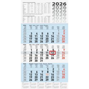 Brunnen Dreimonatskalender 30x56cm blau 2026