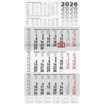 Brunnen Dreimonatskalender 30x56cm grau 2026