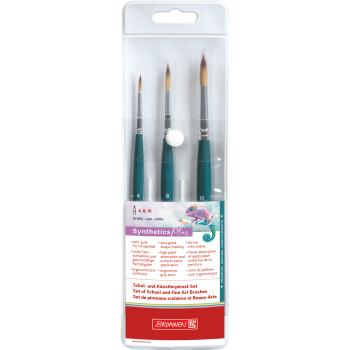 Brunnen Synthetics Plus 3-Kunsthaarpinsel-Set rund