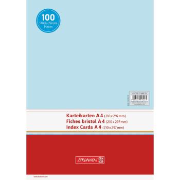 Brunnen Karteikarten A4 unliniert 100 Stück blau