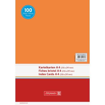 Brunnen Karteikarten A4 unliniert 100 Stück orange