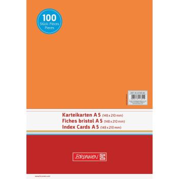 Brunnen Karteikarten A5 unliniert 100 Stück orange