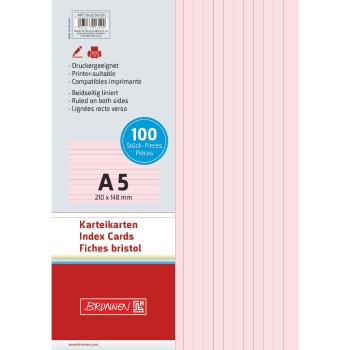Brunnen Karteikarten A5 liniert 100 Stück rot