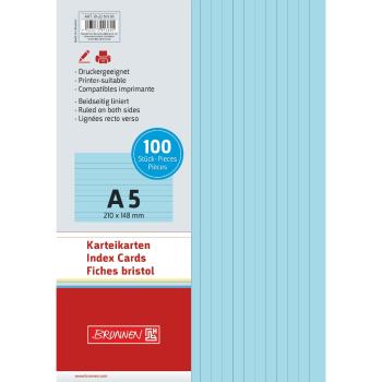 Brunnen Karteikarten A5 liniert 100 Stück blau