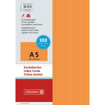 Brunnen Karteikarten A5 liniert 100 Stück orange
