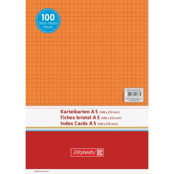 Brunnen Karteikarten A5 kariert 100 Stück orange