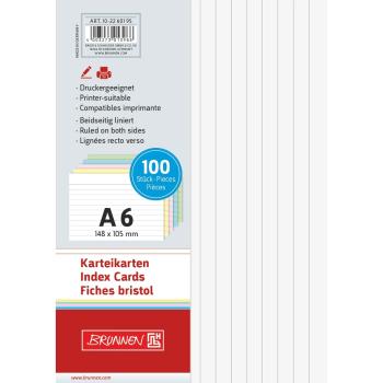 Brunnen Karteikarten A6 liniert 100 Stück sortiert