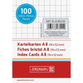 Brunnen Karteikarten A8 kariert 100 Stück weiß