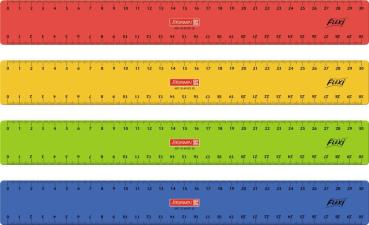 Brunnen Lineal 30cm Flexi 4-farbig sortiert