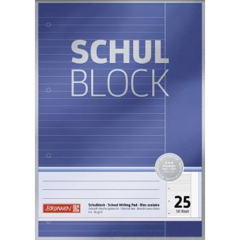 Brunnen Schulblock A4 Premium 50 Blatt liniert mit Rand Lineatur 25