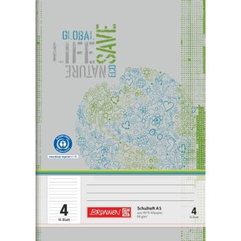 Brunnen Recycling Schulheft 16 Blatt A5 Lineatur 4