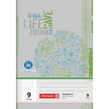 Brunnen Recycling Schulheft 16 Blatt A5 Lineatur 9