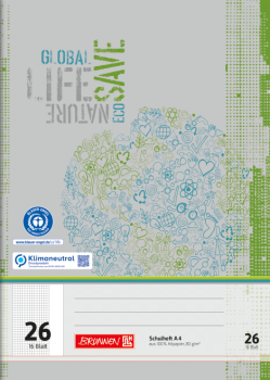 Brunnen Schulheft 16 Blatt Recycling A4 Lin. 26 - Blauer Engel