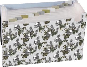 Preview: Brunnen Fächermappe PP A4 12-teilig Skull schwarz