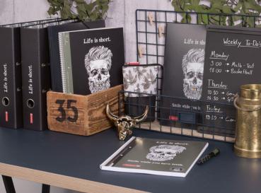 Preview: Brunnen Fächermappe PP A4 12-teilig Skull schwarz