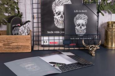 Brunnen Fächermappe PP A4 12-teilig Skull schwarz