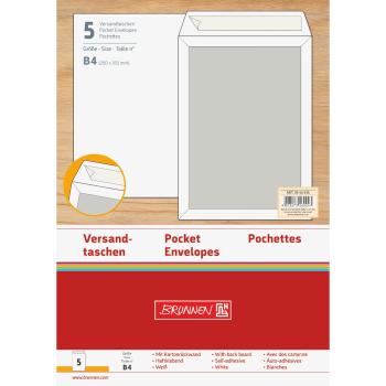 Brunnen 5 Stück Versandtasche B4 120g ohne Fenster mit Kartonrücken weiß