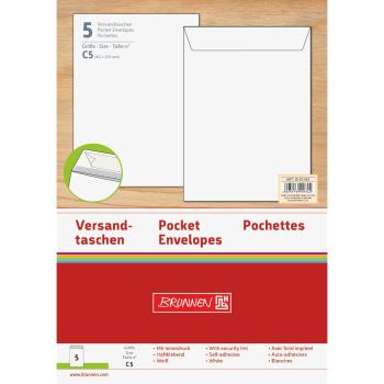 Brunnen 5 Stück Versandtasche C5 90g ohne Fenster weiß