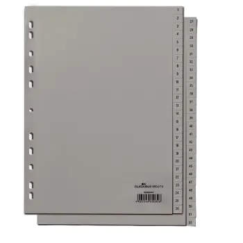 Durable Kunststoff-Register A4 PP 52-teilig 1-52 grau