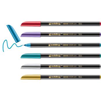 Preview: Edding 1200 Fasermaler metallic 6er Set Metallbox