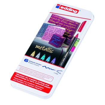 Edding 1200 Fasermaler metallic 6er Set Metallbox
