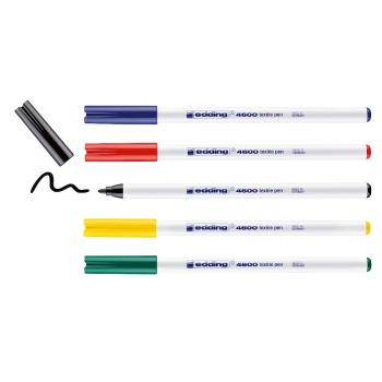 Preview: Edding 4600 Textilstift Basic-Set 5 Farben