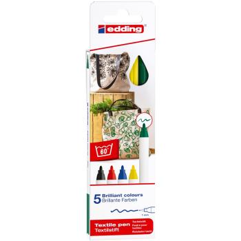 Preview: Edding 4600 Textilstift Basic-Set 5 Farben