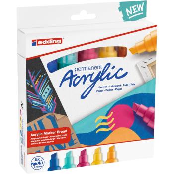 Preview: Edding 5000 Acrylmarker breit 5 Stück Set abstrakt