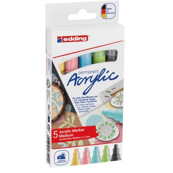 Preview: Edding 5100 Acrylmarker medium 5 Stück Pastell-Set