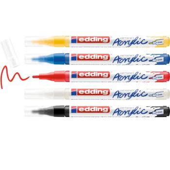 Preview: Edding 5300 Acrylmarker fein 5 Stück Basic-Set