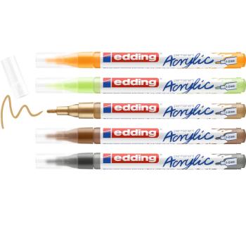 Preview: Edding 5300 Acrylmarker fein 5 Stück Natur-Set
