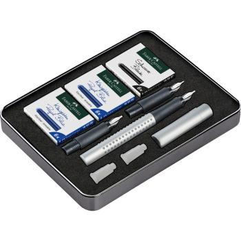 Faber-Castell Füllhalter Grip 2011 Kalligrafie Set silber
