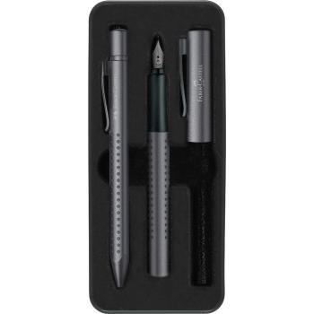 Faber-Castell Grip Edition Füllhalter M + Kugelschreiber XB Geschenkset anthrazit