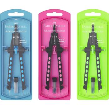 Preview: Faber-Castell Schnellverstellzirkel Factory neon 3-farbig sortiert