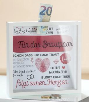 Preview: Gilde Spardose mit Glasfront - Für das Brautpaar