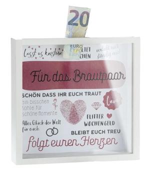 Preview: Gilde Spardose mit Glasfront - Für das Brautpaar