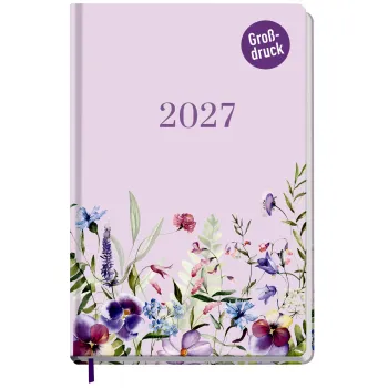 Häfft Buchkalender Großdruck/Senioren A5+ 2S/1W Blütentraum 2027