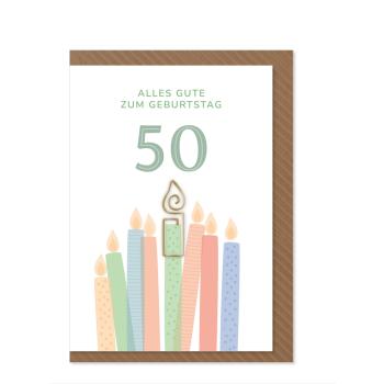 Komma³ Grußkarte Clip Card Alles gute zum 50. Geburtstag