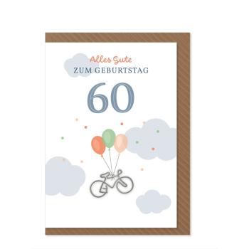 Komma³ Grußkarte Clip Card Alles gute zum 60. Geburtstag