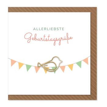 Komma³ Grußkarte Clip Card Square Allerliebste Geburtstagsgrüße