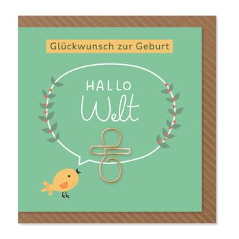 Komma³ Grußkarte Clip Card Square Glückwunsch zur Geburt